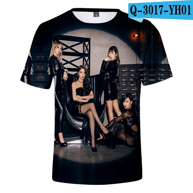 Женская Культовая группа MAMAMOO 3d печатная футболка корейские футболки с коротким рукавом женская хлопковая летняя футболка harajuku k-поп-футболка Топы - Цвет: 3ddt-420