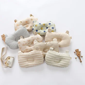

Cotton 0-6M Newborn Baby Pillows Infant Support Prevent Anti Roll Baby Pillow Flat Head Neck Infant Cotton Cushion Baby Bedding