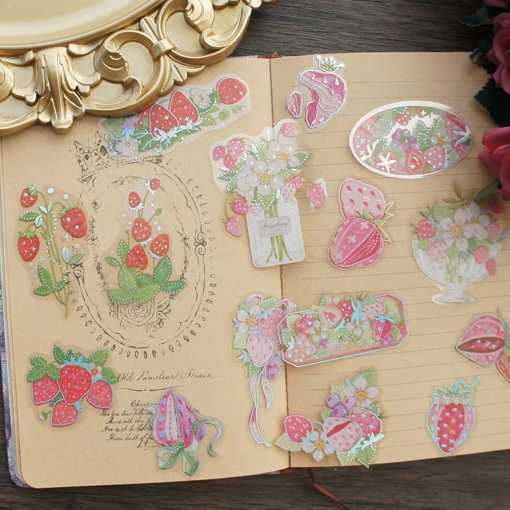 

28pcs Silver Strawberry Sweet Party Design Transparent Sticker Scrapbooking DIY Gift Packing Label Gift Decoration Tag
