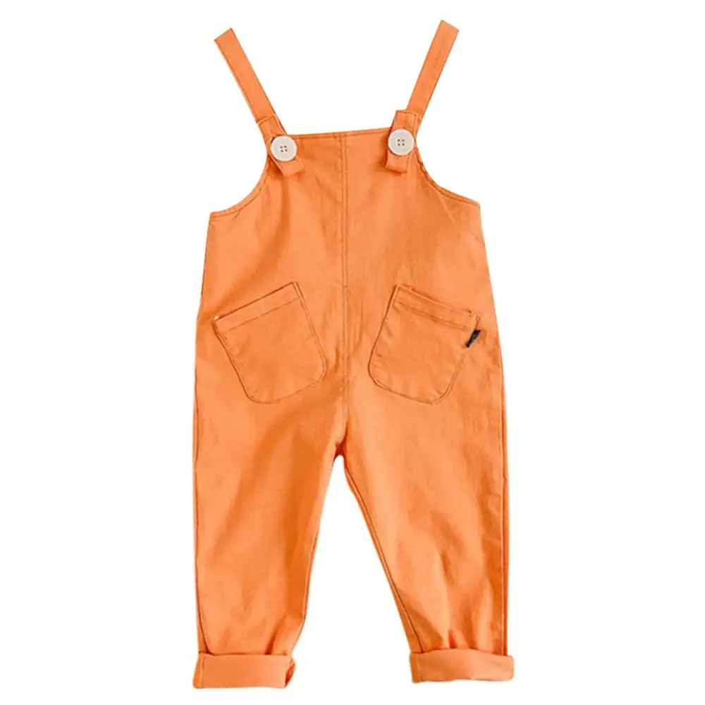 Girls Kids Casual Solid Color Bib Overalls Soft Loose Jumpsuits Pants