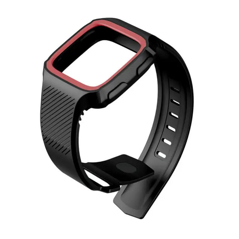 2в1 Silikon Für Fitbit Versa повязка на запястье ремешок Mit Volle schutzhulle Abdeckung Rahmen Uhr ремешок на запястье Für Fitbit Versa - Цвет ремешка: black green
