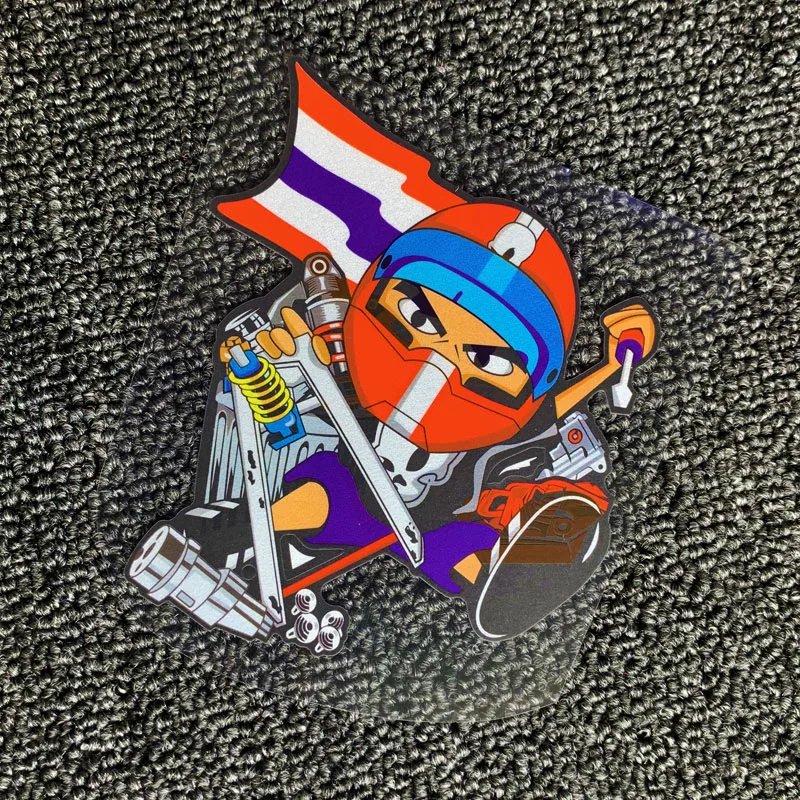 Reflective Motorcycle Scooter Car Styling Sticker Side Strip Helmet Creativity Doraemon Racer Waterproof Cartoon Decal