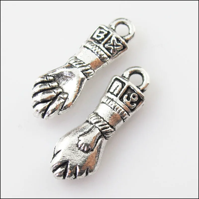 

12 New 3D Fist Hand Tibetan Silver Tone Charms Pendants 7.5x22.5mm