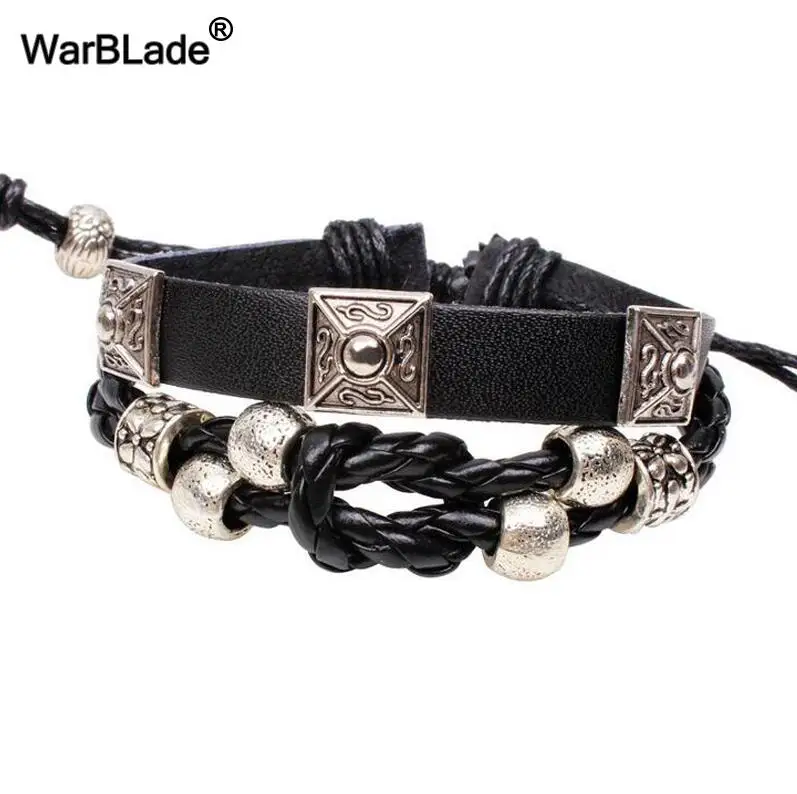 19 WBL Новая мода Evil Eye браслеты старинный браслет Многослойный кожаный браслеты с подвесками 10 шт. для мужчин и женщин - Окраска металла: 19