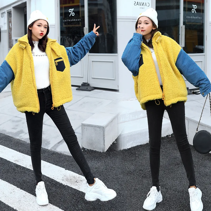 

Cotton Coat 2019 Winter New Style WOMEN'S Dress Korean-style Loose-Fit Students Versatile Stand Collar Cowboy Joint Cotton-padde