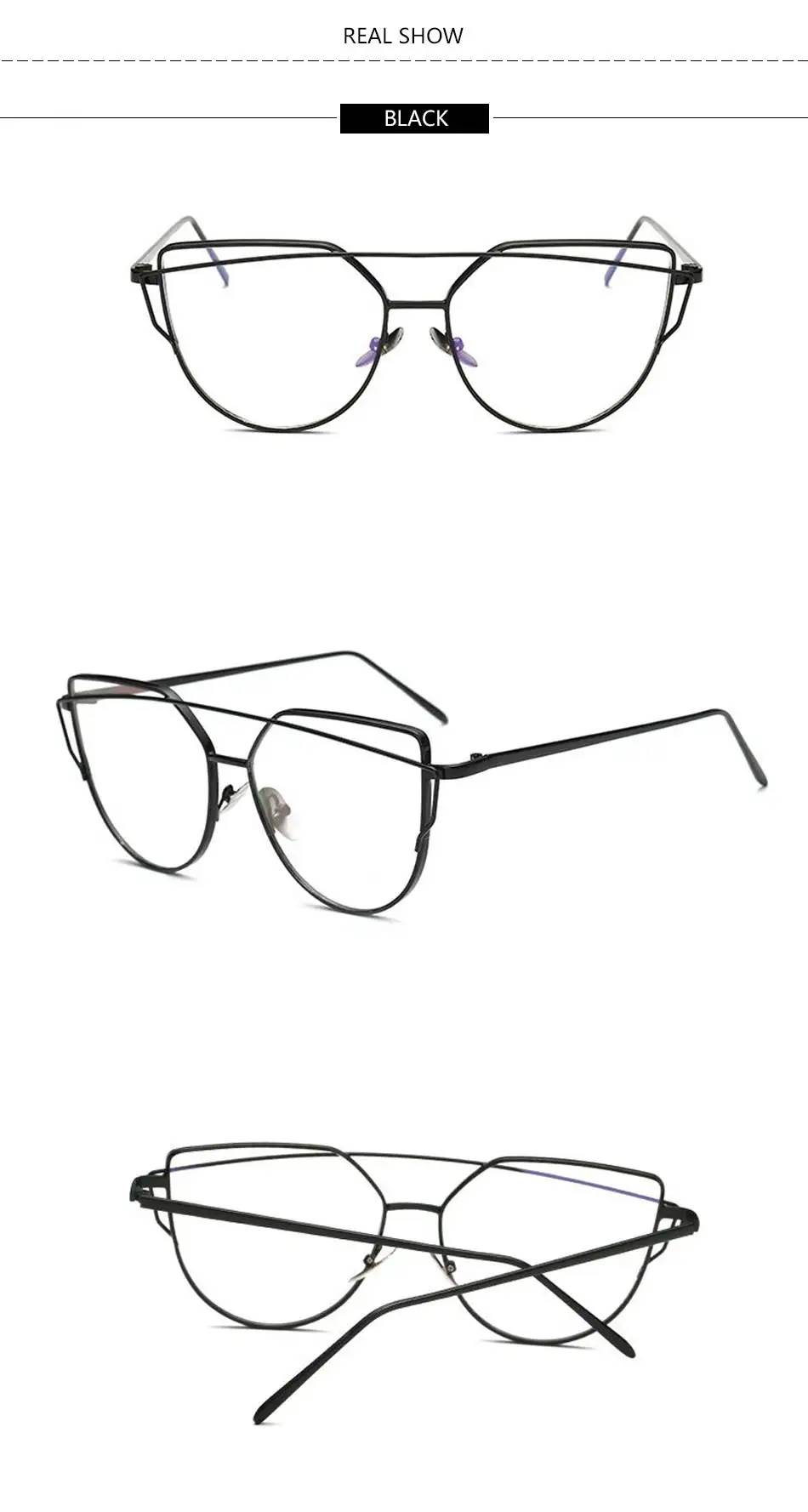 RBRARE Cat Eye Glasses for Women Alloy Anti Blue Light Glasses Optical Clear Lens Cateye Glasses Frame Vintage Metal Eyeglasses