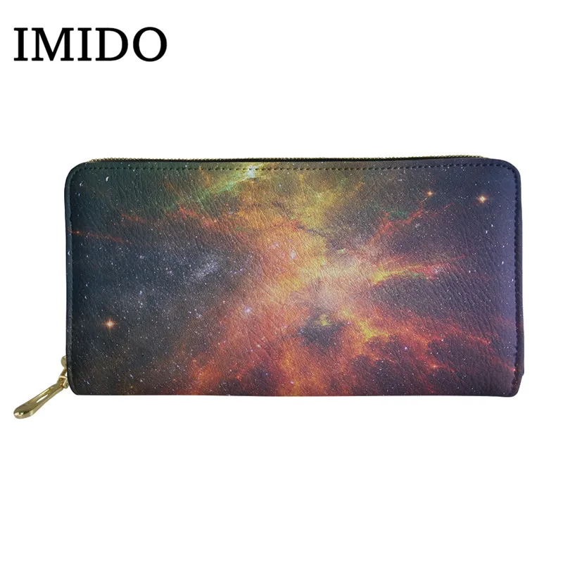 IMIDO, 3D, космос, огромная Вселенная, звездное небо, солнечная система, узор,, новинка, длинный женский кошелек, кошелек для денег, сумка для монет - Цвет: as picture
