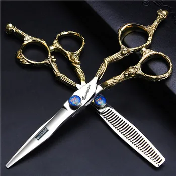 

Top grade Sharonds gold monkey handle hair scissors high quality 6 inch professional barber hair hairdressing scissors