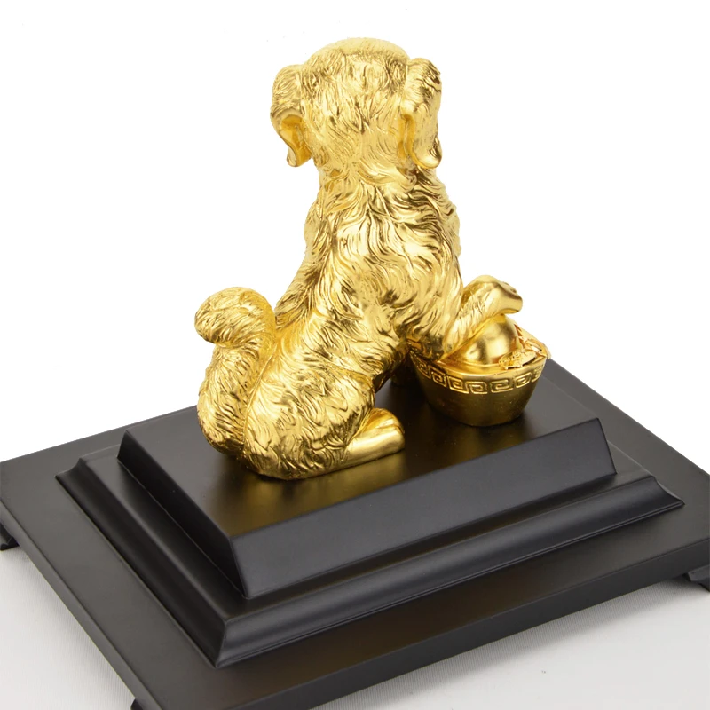 Фэн-шуй Лаки собака 24K Золотая фольга декорирующие аксессуары ручной работы собирают благосостояние и удача Обои для рабочего стола украшения ремесла домашний декор