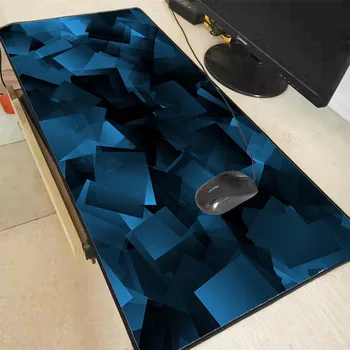 

ZSUXTC Blue Shapes Abstract Gaming Computer Gamer Mousepad Large Game Rubber Lock Edge Anime Mat for PC Laptop 90x40/80x30MM XL