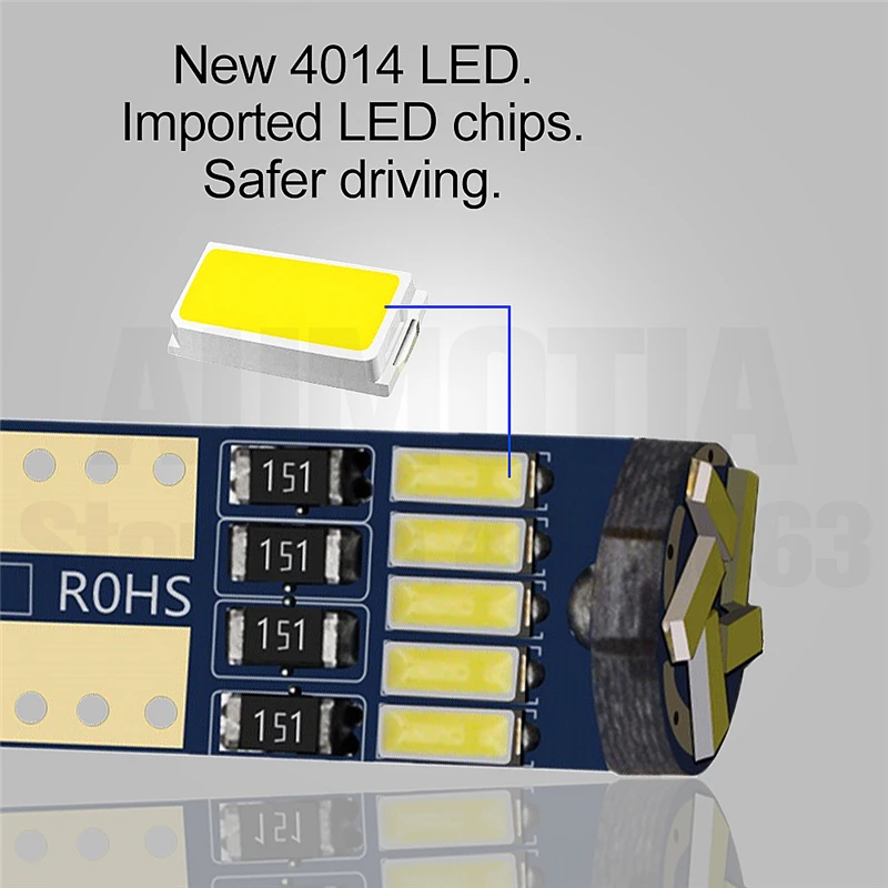 Автомобильный светодиодный s образный светильник 300x T10 168 194 W5W 15 LED 4014 габаритные