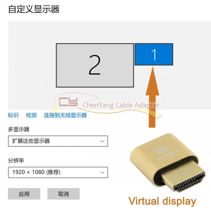 CY виртуальной Дисплей адаптер HDMI/DVI 1,4 DDC EDID заглушка Безголовый призрак эмулятор отображения 1920x1080p@ 60 Гц
