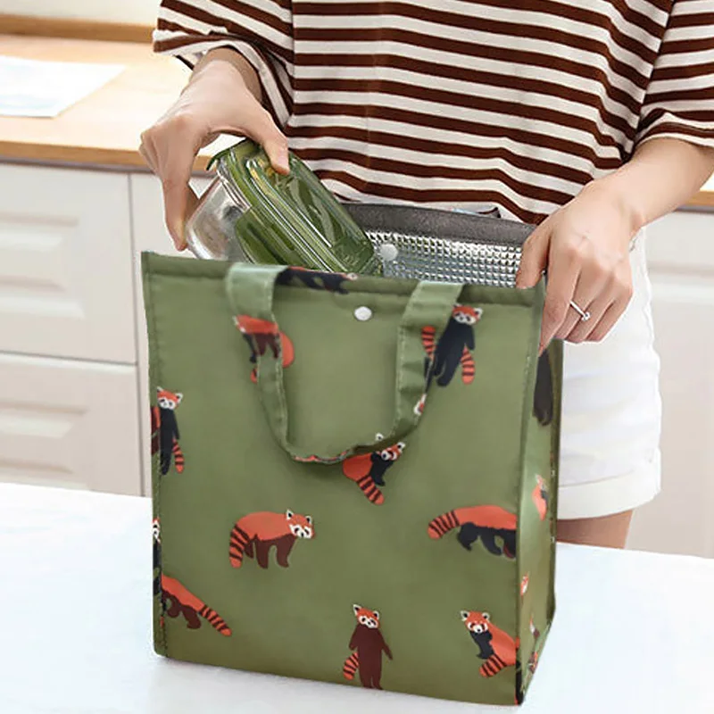 

Waterproof Oxford Traveling Storage Bag Portable folding Lunch Bags Large Capacity Handbag Insulate Package Picnic Bag Korean