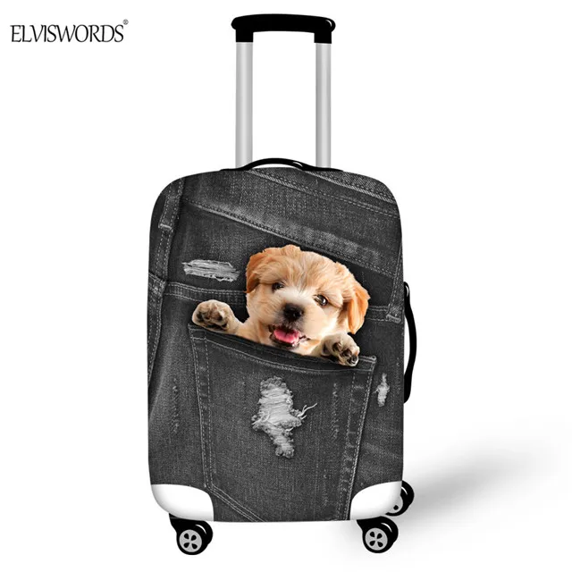 ELVISWORDS черные джинсы Pet 3D печать Чехлы для чемодана на колесиках для 18-32 дюймов эластичная защита багажа от грязи крышка аксессуары для путешествий - Цвет: CC3318