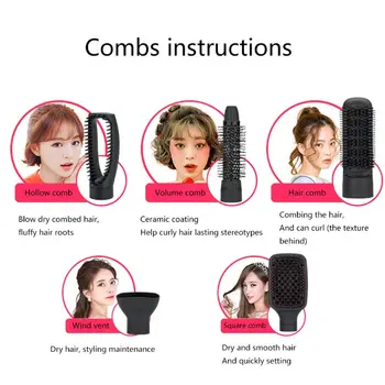 

New 5-in-1 Multi-function Comb Inner Button Fluffy Wave Curler Dual-use Straight Hair Combs