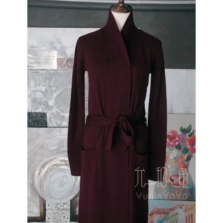 YUNINYOYO SO cool so beautiful. dark wine red Pure 100%cashmere Super Long Bathrobe cardigan with belt? It can't be better~ YUNINYOYO SO cool so beautiful. dark wine red Pure 100%cashmere Super Long Bathrobe cardigan with belt? It can't be better~