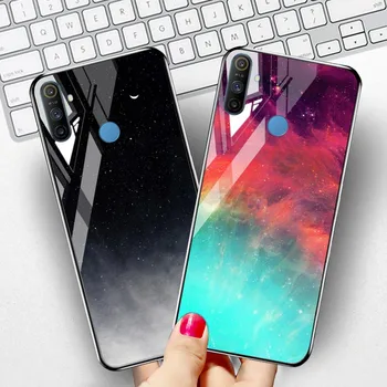 Перейти на Алиэкспресс и купить Чехол из закаленного стекла для Oppo Realme C3 чехол s Роскошный Звездный космический бампер Realme 6 5 X50 X2 3 Pro C2 X Lite XT A5 A9 2020 A31
