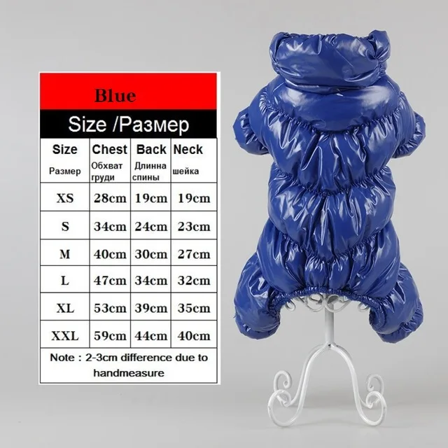 blue Теплая зимняя одежда для собак с воротником, ветрозащитные комбинезоны для собак, пуховое пальто, водонепроницаемая утепленная парка, комбинезон для собак, одежда для щенков, одежда для домашних животных - Цвет: blue