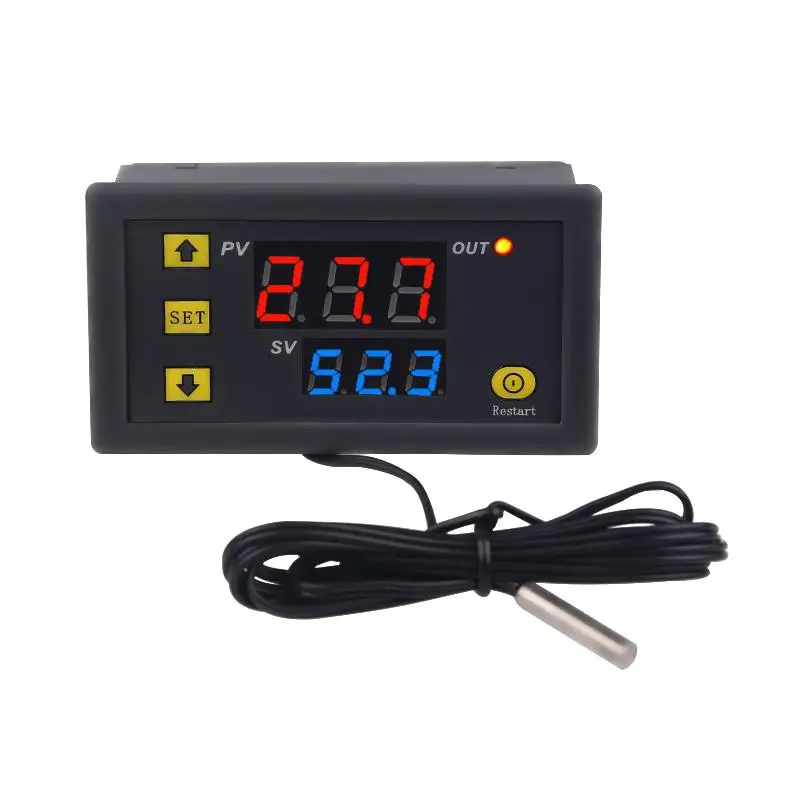 

Mini LED Digital Thermostat Waterproof Probe Temperature Controller Red And Blue Display DC 12V-220V