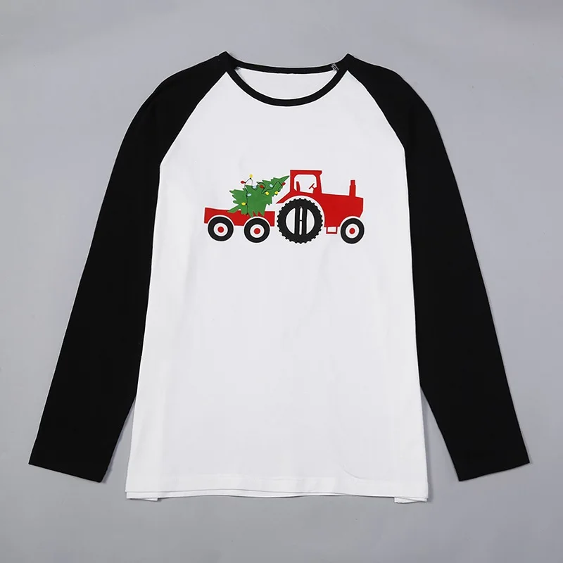 Autumn family Long Sleeve Christmas pajamas Car Printed Black White Striped Nightwear Clothing Sets