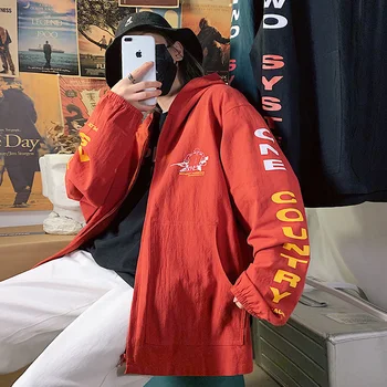 

2020 Spring And Autumn New Youth Popular Letter Printing Loose Hooded Jacket Fashion Casual Wild Top Black / Red / Green M-5XL