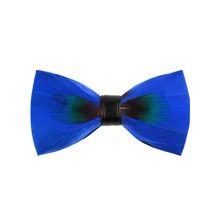 Мужской модный мужской галстук-бабочка с перьями, серия Azure, синий бант, жених, подарок для свадьбы дня рождения