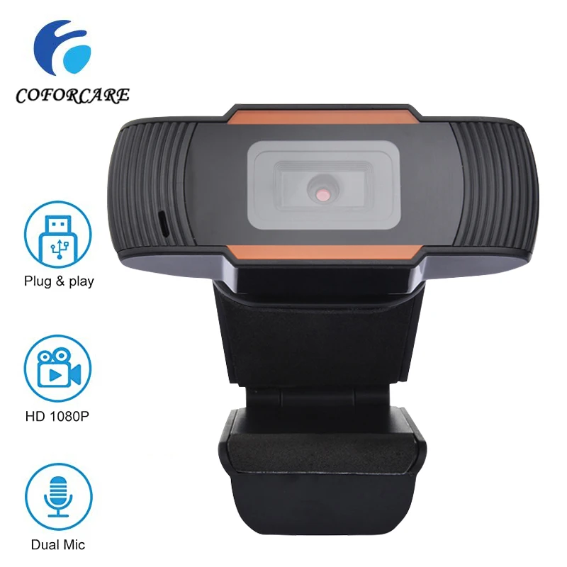 

COFORCARE Webcam HD 1080P PC Camera Dual Microphone MIC Webcam Auto Focus for Skype for Android TV Computer Camera USB Web Cam