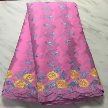 

Elegant African cotton lace fabric nice Swiss lace material for making clothing ECP150(5yards/lot) multi color