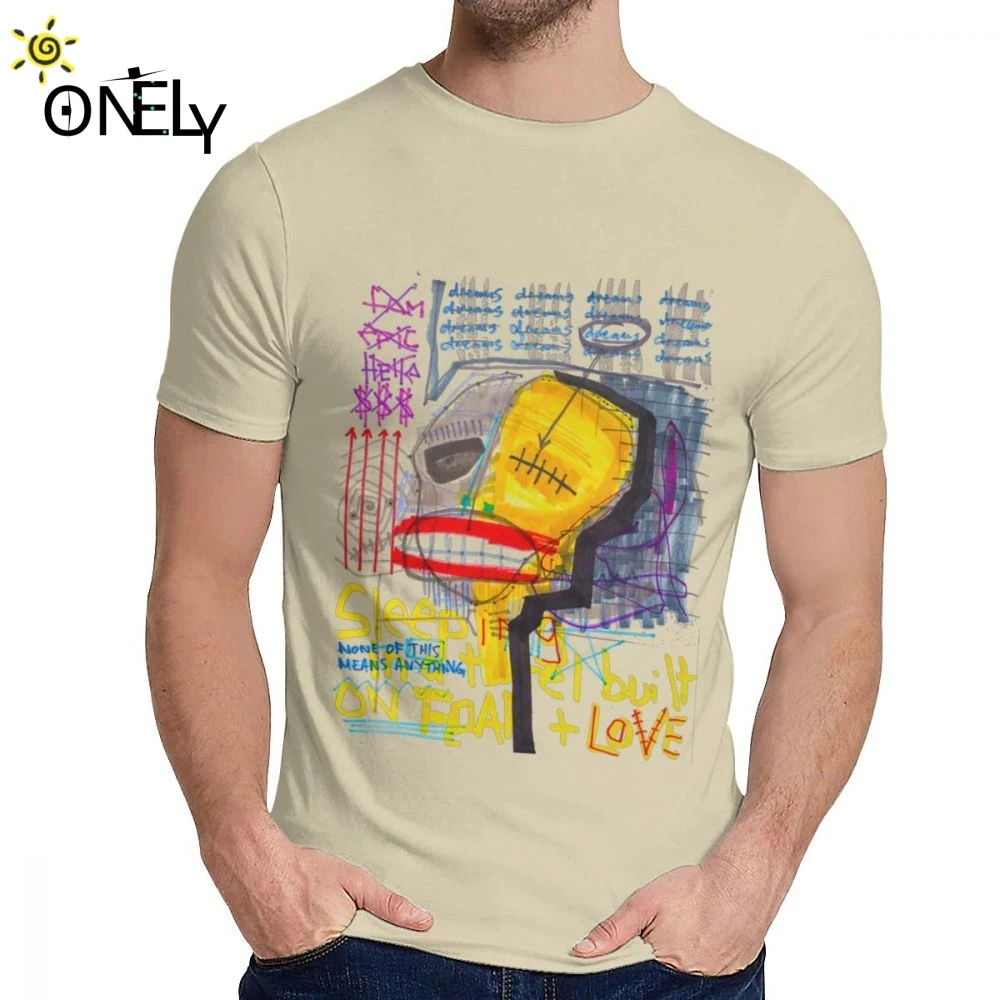 

Jean Michel Basquiat Sleeping In A Hotel Built On Fear T Shirt Casual O-neck Popular Men's Vintage Great Big Size Tee shirt