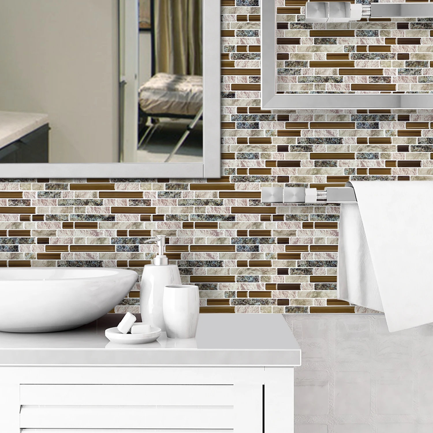 Imitation Marble Texture Self-Adhesive Waterproof Wall Tiles Cafe Decoration Wall Stickers Peel And Stick Kitchen Baffle