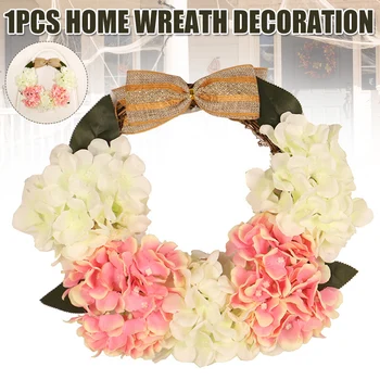 

Handmade White Red Hydrangea Wreath Housewarming Wreaths for Home Party Window Door Decoration _WK