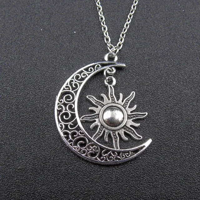 2021 Fashion Trends Filigree Moon Burning Sun Pendant Necklace Celestial Jewelry Fit Women Men Gifts Best Friend Charm 5