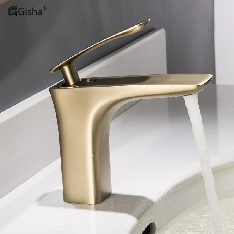 G1117C Gisha смеситель для раковины, элегантный матовый золотой кран для ванной комнаты, смеситель для горячей и холодной воды, латунный кран для раковины, кран для воды G1117 - Цвет: G1117C