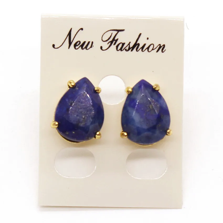 100-Unico 1 Paio Di Luce Di Colore Giallo Oro Acqua Di Goccia Lapis Lazuli Orecchini Con Perno Elegante Orecchino Delle Donne