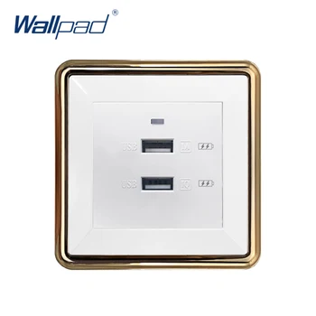 

2019 Wallpad Double USB Socket Fast Express Charge Wall Socket Gold Panel LED Indicator 5V 3A
