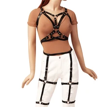 Комплект с бюстгальтером в стиле рок, кожаный пояс с подвязками, модная Праздничная Одежда для танцев, женская сексуальная облегающая одежда, топ в стиле панк размера плюс, регулируемый