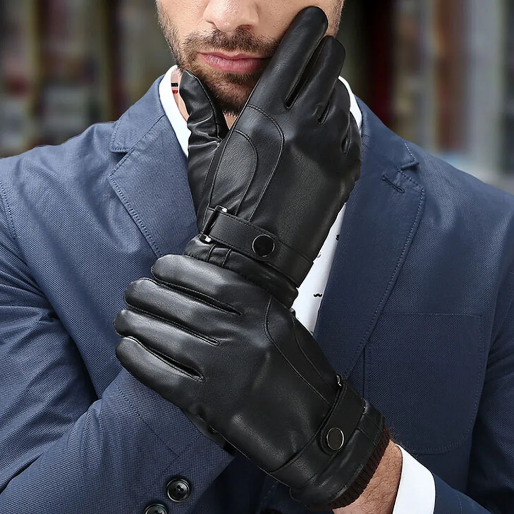 Зимние перчатки кожаные водонепроницаемые женские перчатки Женские Мужские кожаные перчатки теплые зимние спортивные кожаные варежки черные