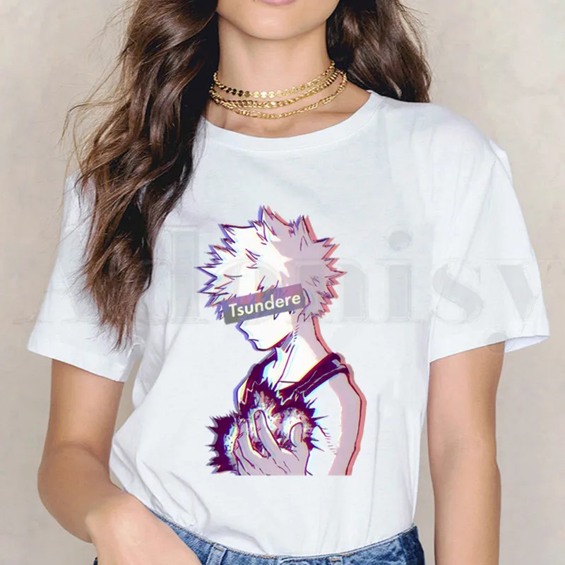My Hero academic Bakugou Boku No Футболка Harajuku Повседневная белая футболка женская новая
