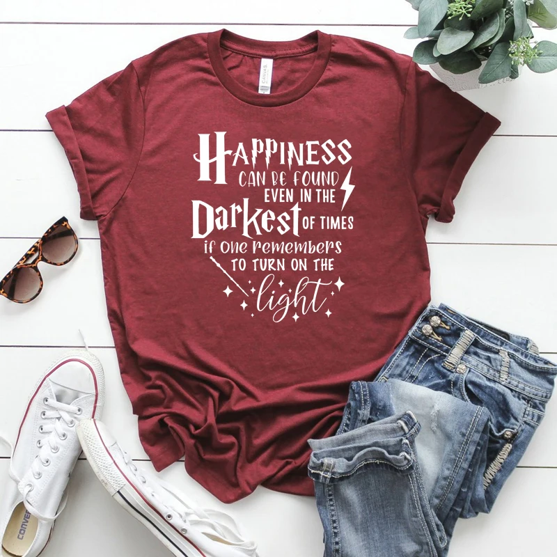 Happiness Can Be Found In The  Darkest of Times T-shirt HP Inspired Shirt Dumbledore Quote Wizard Tee Magic School Tops 2