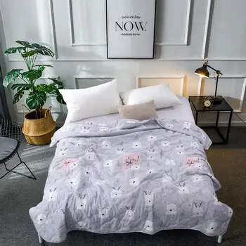 

Summer Bedspread Single Queen King Comforter Quilted Duvet for Air-conditional Room Machine Washed Printed Summer Blankets