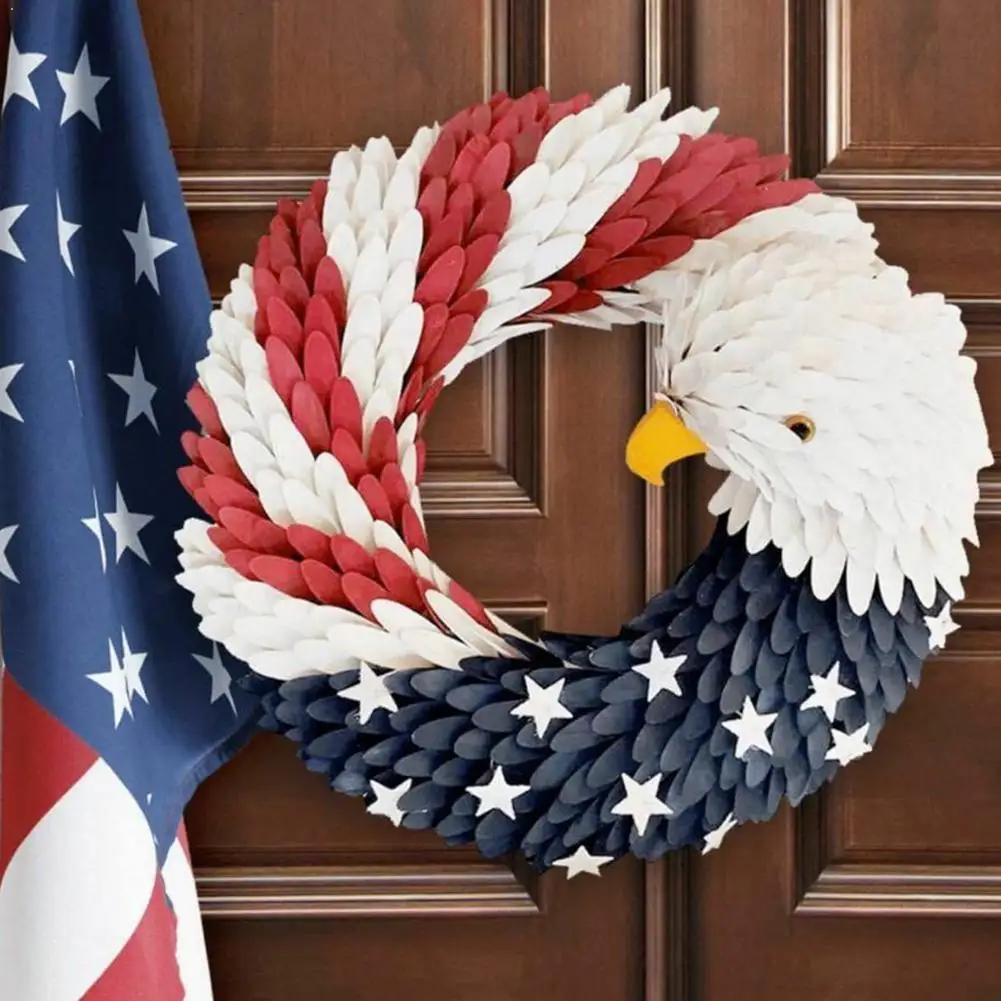 

35cm American Eagle Wreath - Patriotic Wreath For Front Door President Vote Election O0J0