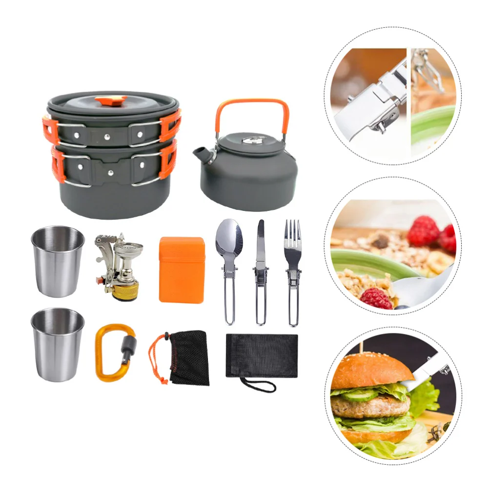 

1 Set Camping Cookware Fine Chic Nice Safe Cook Pot Gadget Mess Kit