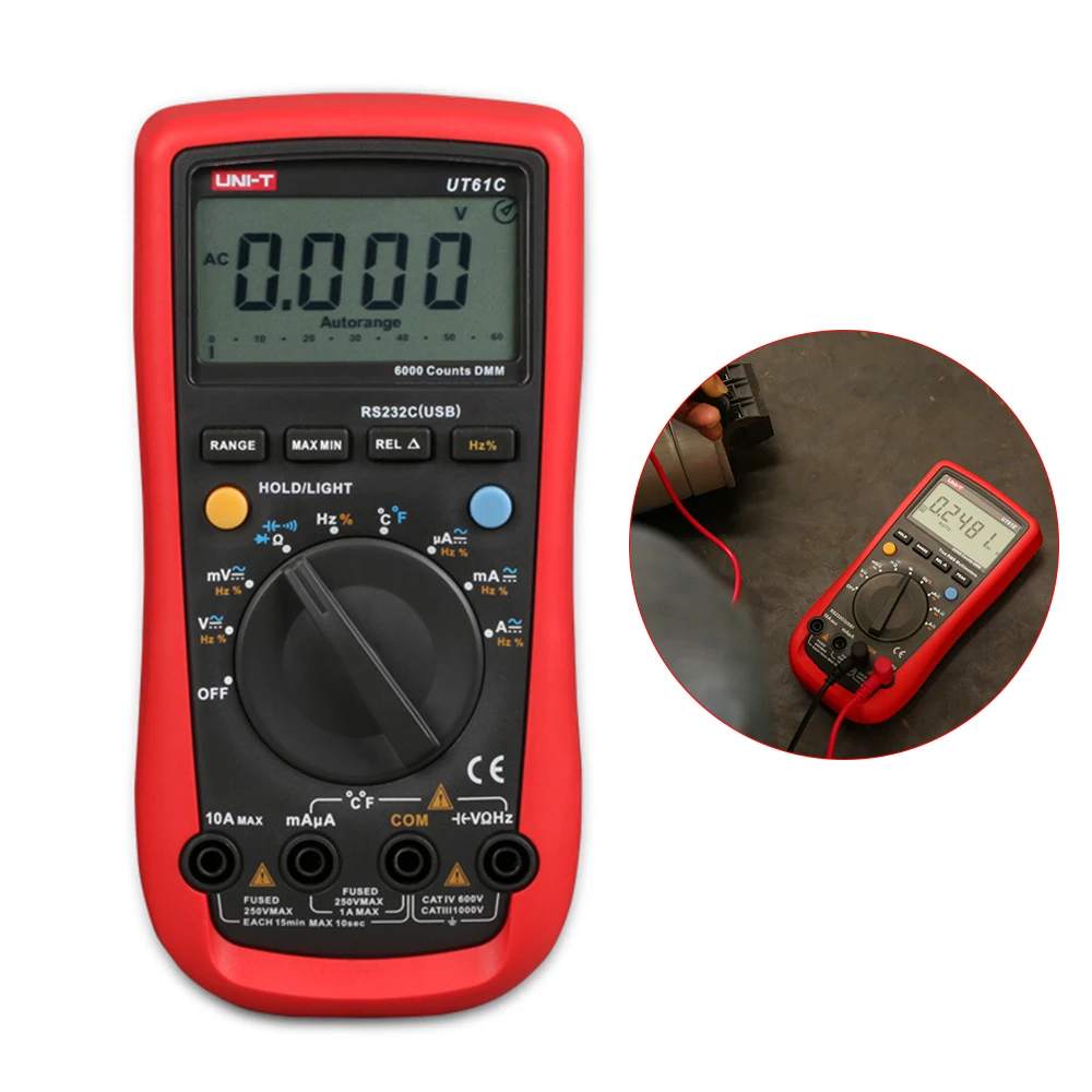 

UT61E Digital Multimeter True RMS AC DC Meter Software CD & Data Hold Multitester Large Screen