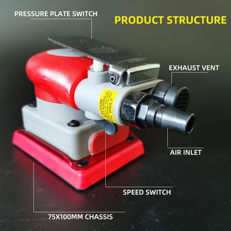 ATPRO Grinding Paint Surface Sanding Square Pneumatic Grind Machine Polishing 75/100mm Pad Sandpaper Car Red Tools Cushion