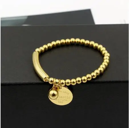 "Фантастическая Вечная любовь Нью-Йорк" браслет из нержавеющей стали с шариками для женщин круглый ярлык Шарм стрейч Strand браслет