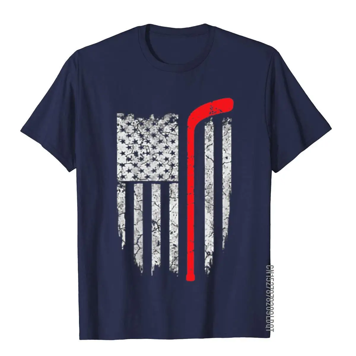 Hockey American Flag T-shirt Hockey Tee Shirts__B9012navy