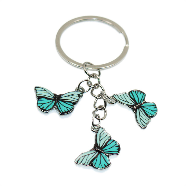 Styles Enamel Colorful Butterfly Pendant Keychain Insects Car Key Rings Women Bag Accessories Jewelry Christmas Xmas Gifts