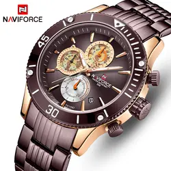 NAVIFORCE мужские часы Топ бренд класса люкс сталь кварцевые мужские наручные часы спортивные часы с хронографом Мужские Аналоговые часы Relogio