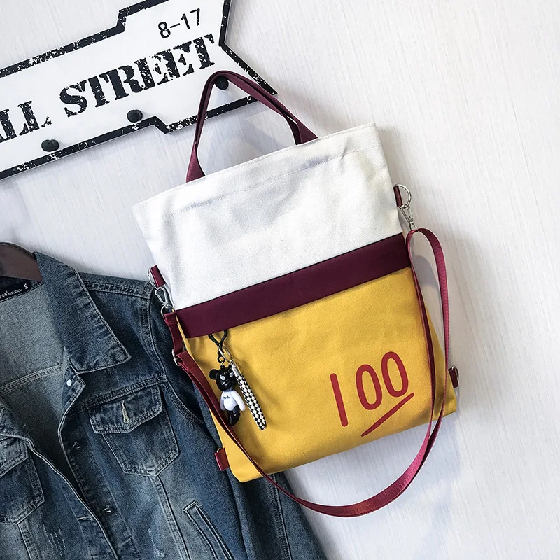 

INS Canvas Bag CHIC Crossbody Bag Women's Korean-style Student Backpack Multi-functional Portable Canvas Bag School Bag