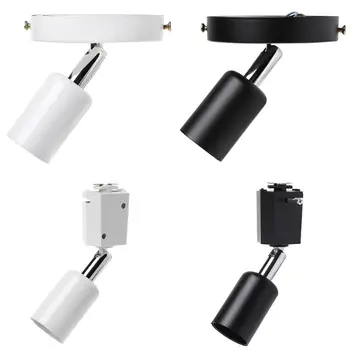 

New Loft Minimalist E27 Track Light Holder Universal Connector Direction Adjustable Rail Lamp Ceiling Lights